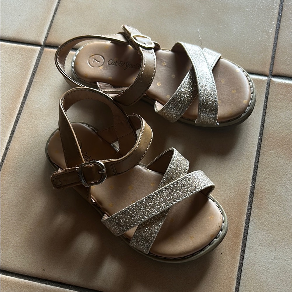 Cat & Jack Glittery Silver Kids Sandals